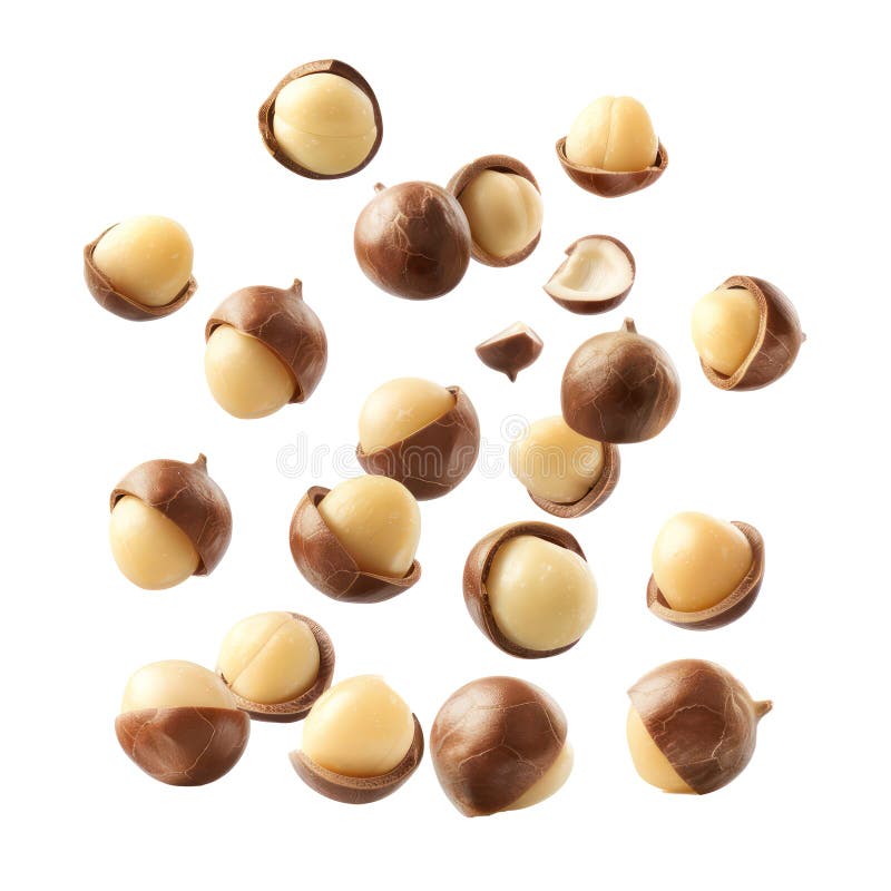 Falling Macadamia Nuts isolate stock illustration