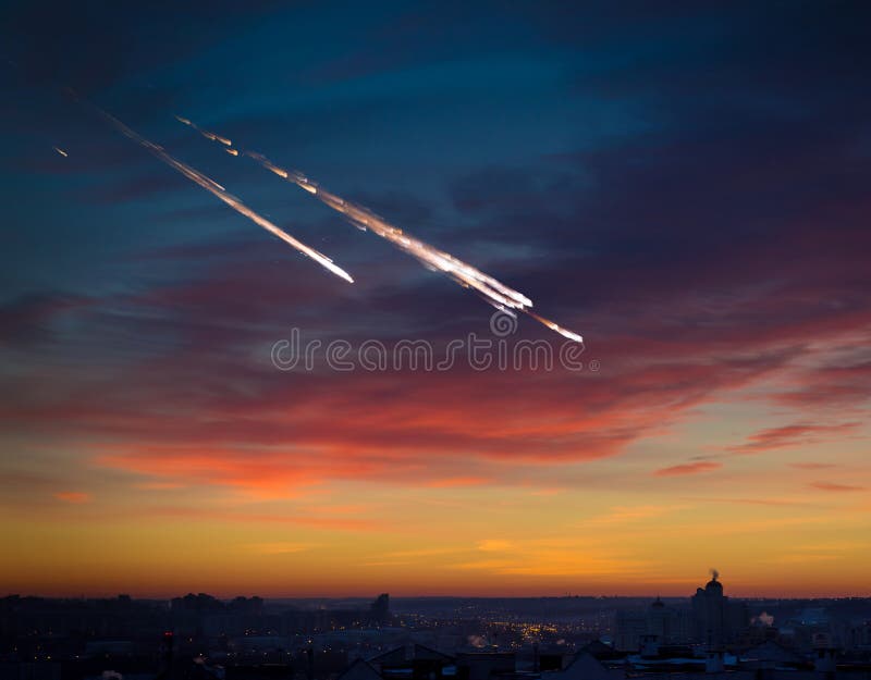 Falling Meteorite Asteroid Comet On Night City Elements Of Th Stock Photo Image Of Astronomy Danger Falling Meteorite Asteroid Comet On Night City Elements Of Th Stock Photo Image Of Astronomy Danger