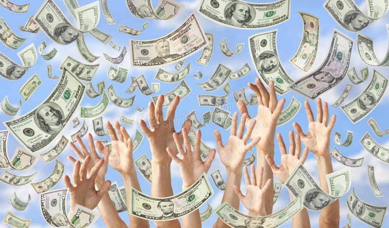 Falling Money Hands Dollars Banner Background