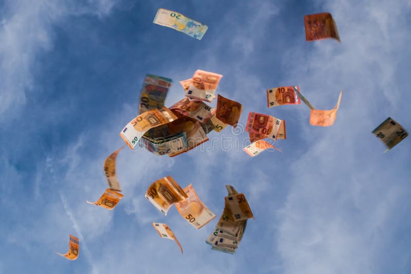 Falling money from the sky stock photo. Image of bill 135095930