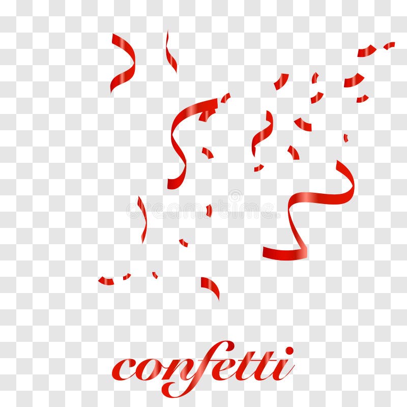 Falling Shiny Red Glitter Confetti Isolated On Transparent Background