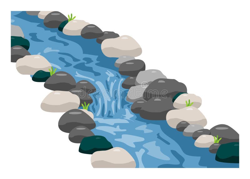 Falling water river. Simple flat illustration. royalty free illustration