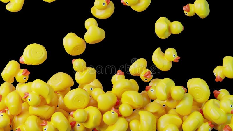 Falling Yellow Rubber Ducks Seamless Loop Animation With Alpha royalty free illustration