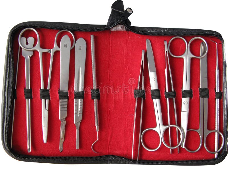 Surgery case with diverse medical instruments. Surgery case with diverse medical instruments