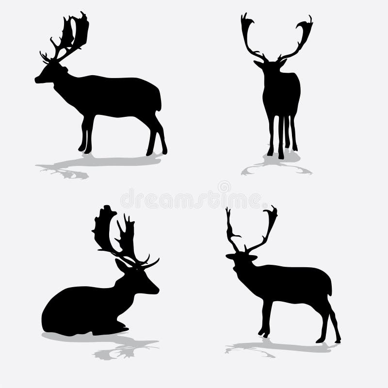 Fallow deer silhouette icons eps10