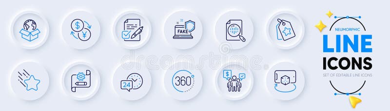 Fallstern und 360 Grad-Linien-Icons für Webapplikationen. Piktogramm. Vektor vektor abbildung