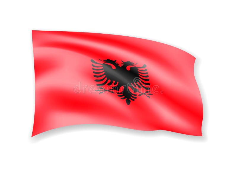 Falowania Albania flaga na bielu amerykańska flaga wiatr ilustracja wektor Falowania Albania flaga na bielu amerykańska flaga wiatr ilustracja wektor