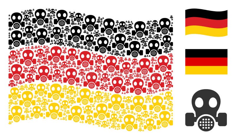 Falowania Niemcy flaga mozaika masek gazowych ikony ilustracji Falowania Niemcy flaga mozaika masek gazowych ikony ilustracji
