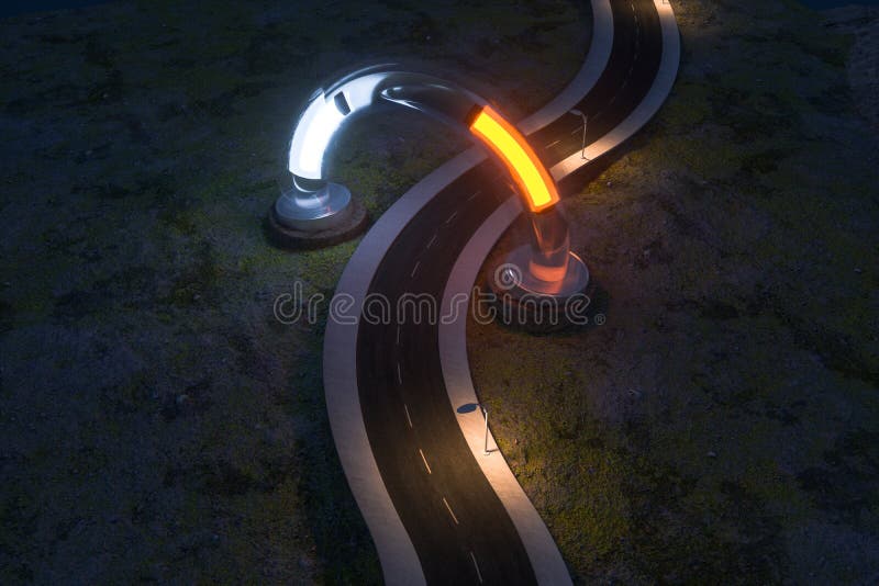 Falowanie droga i round magiczny wej?cie, 3d rendering ilustracja wektor Falowanie droga i round magiczny wej?cie, 3d rendering ilustracja wektor