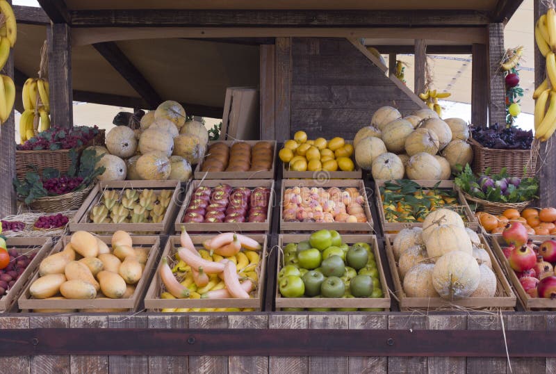 False Fruit and Vegetable in a Stall at Expo 2015 Editorial Stock Image