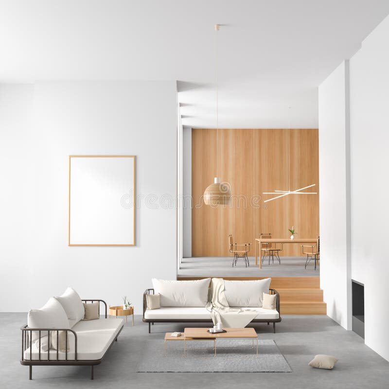 Falsk ?vre affischram i skandinavisk stil som ?r inre med spisen och den ?ta middag tabellen Minimalist inredesign illustration 3 royaltyfri illustrationer Falsk ?vre affischram i skandinavisk stil som ?r inre med spisen och den ?ta middag tabellen Minimalist inredesign illustration 3 royaltyfri illustrationer