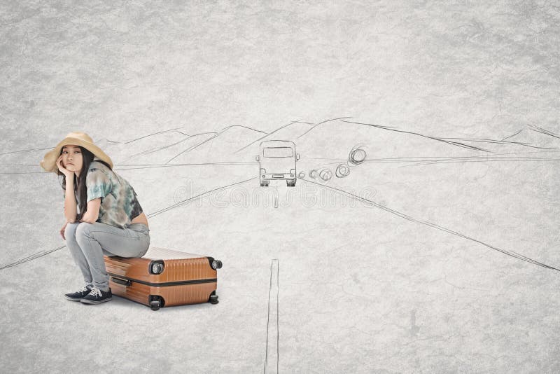 Falta asiática de la mujer el autobús fotos de archivo libres de regalías