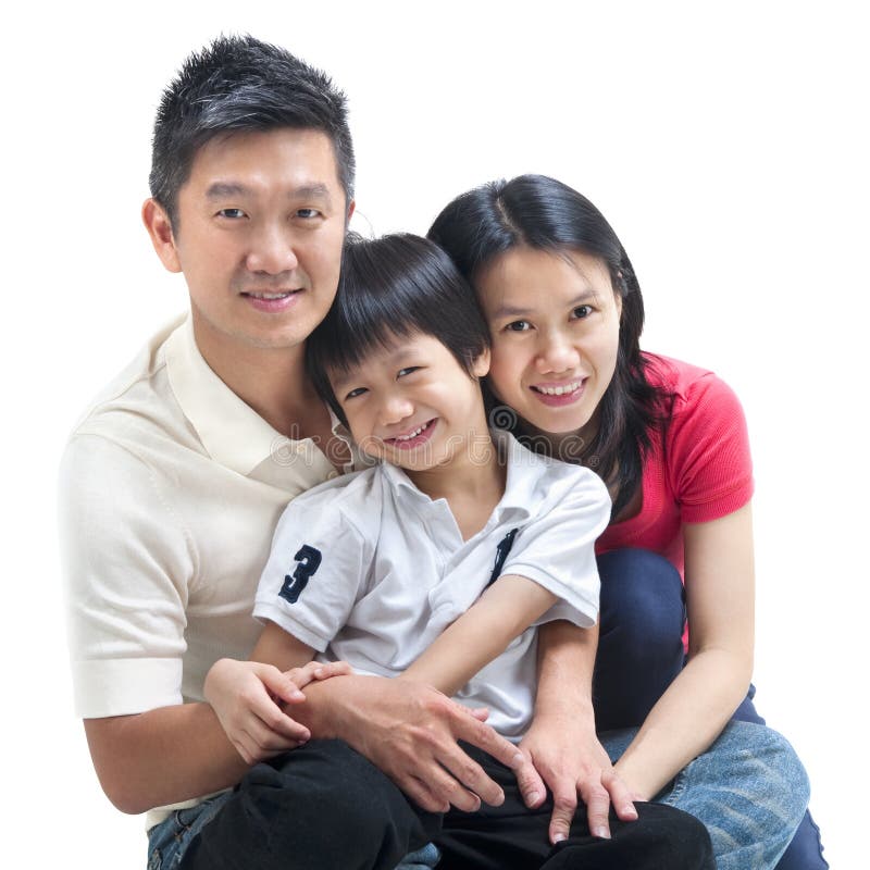 Happy Asian family on white background. Happy Asian family on white background