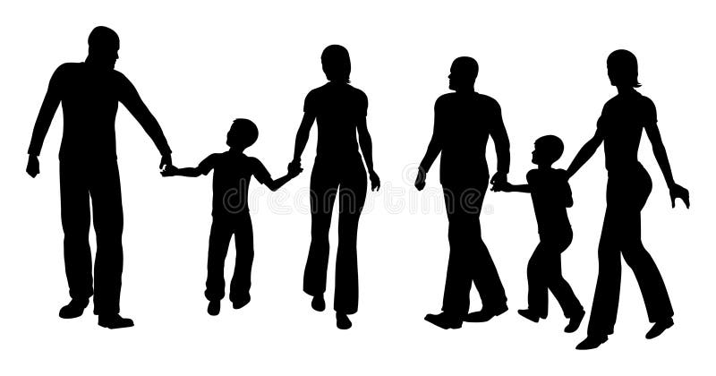 Famiglia con camminare del figlio royalty illustrazione gratis