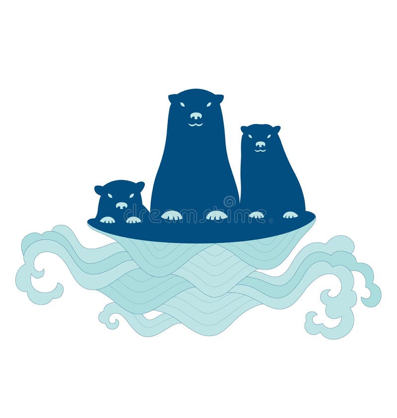 Famiglia della lontra di mare illustrazione vettoriale Famiglia della lontra di mare illustrazione vettoriale