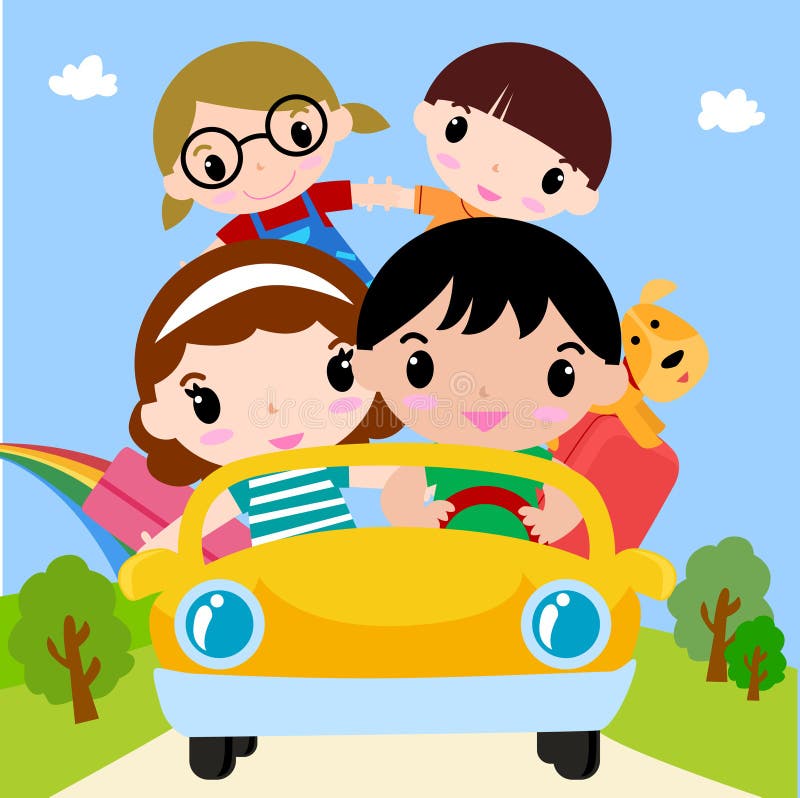 Famiglia felice in automobile sulla vacanza illustrazione vettoriale Famiglia felice in automobile sulla vacanza illustrazione vettoriale