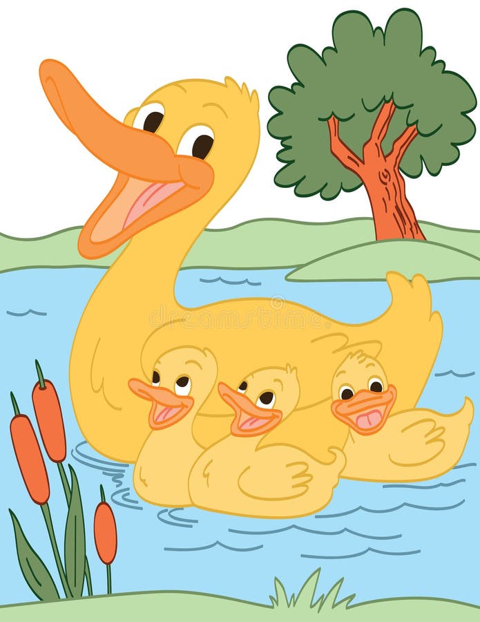 Famiglia felice dell'anatra illustrazione vettoriale Famiglia felice dell'anatra illustrazione vettoriale