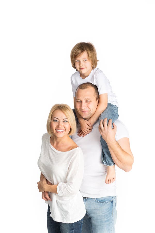Famiglia felice su priorità bassa bianca immagine stock libera da diritti Famiglia felice su priorità bassa bianca immagine stock libera da diritti