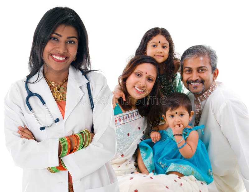 Famiglia femminile indiana del paziente e di medico. immagini stock Famiglia femminile indiana del paziente e di medico. immagini stock