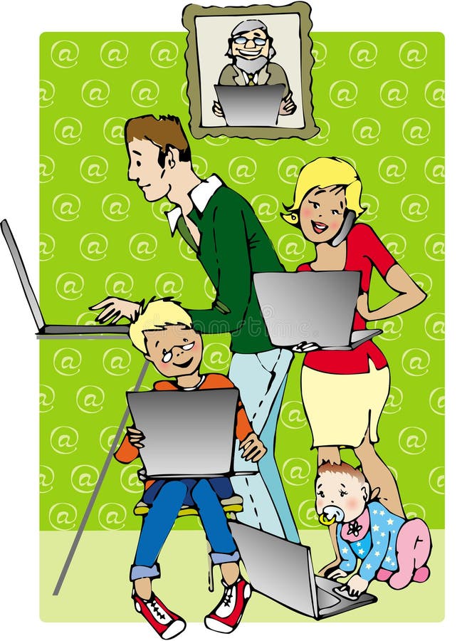 Famiglia in linea illustrazione di stock Famiglia in linea illustrazione di stock