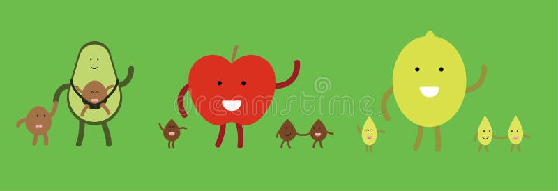 Famiglie della frutta di vettore felici insieme illustrazione di stock Famiglie della frutta di vettore felici insieme illustrazione di stock