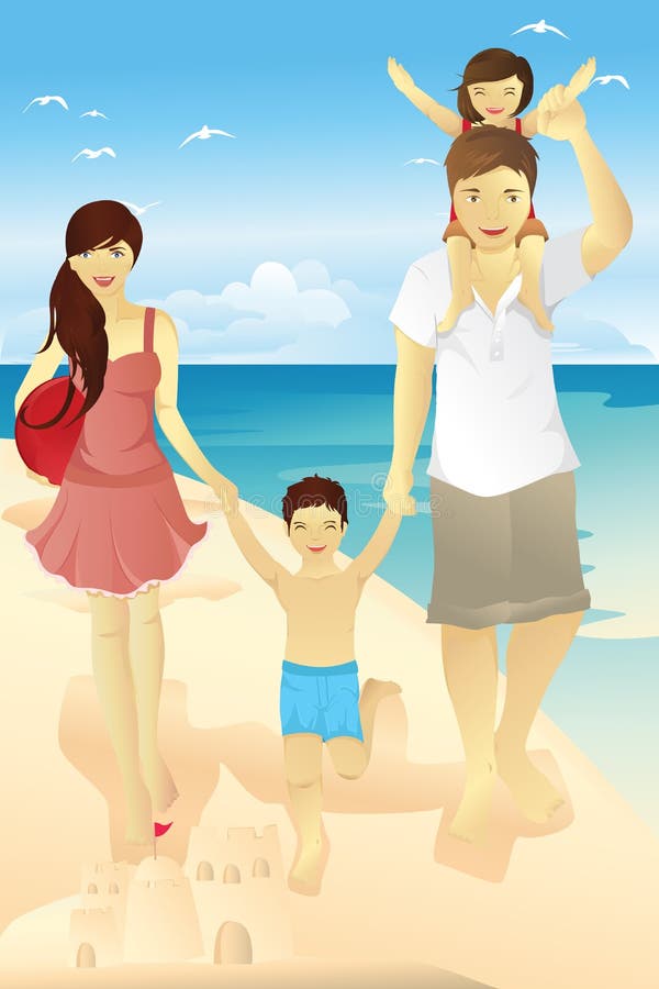 Familia de la playa ilustración del vector Familia de la playa ilustración del vector