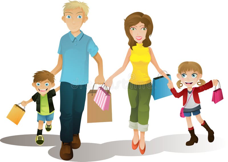 Familia de las compras stock de ilustración Familia de las compras stock de ilustración