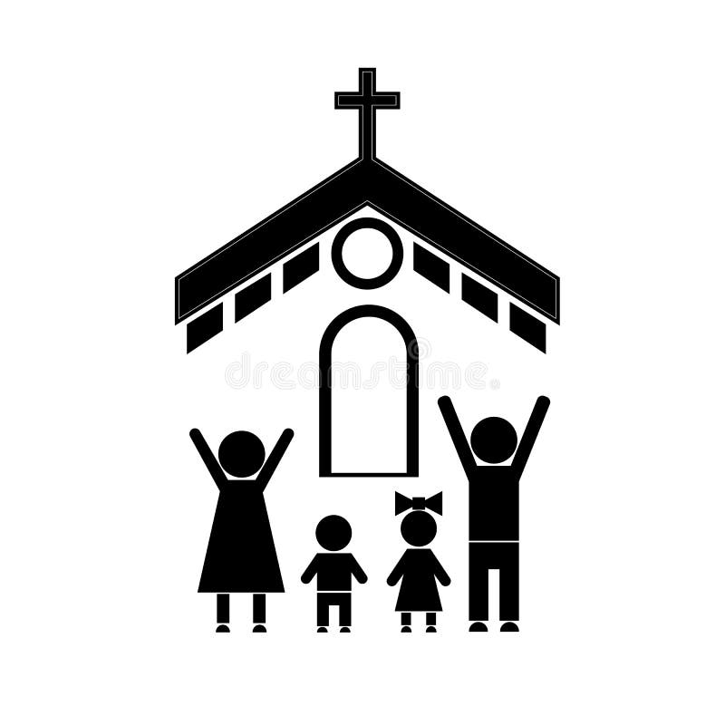Familia e iglesia ilustración del vector. Ilustración de insignia -  136712600