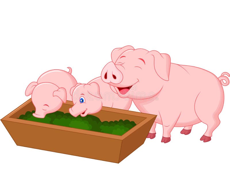 Illustration of Happy farm pig family. Illustration of Happy farm pig family