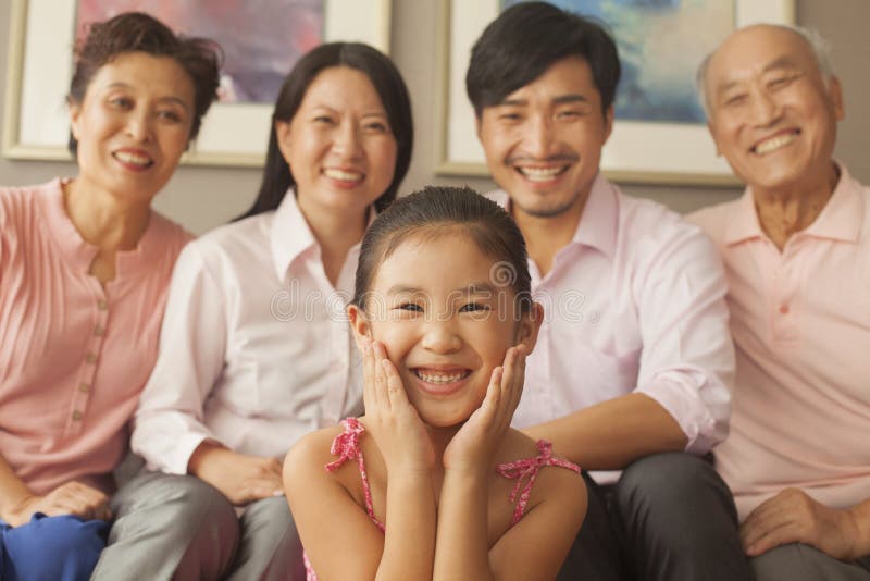 Multigenerational family smiling, portrait. Multigenerational family smiling, portrait