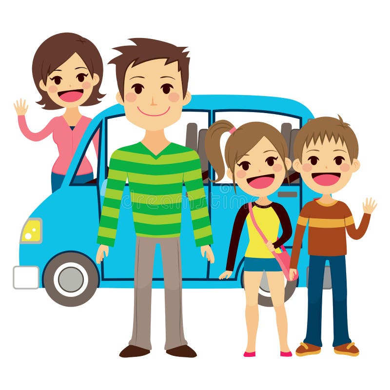 Familia que va en viaje de las vacaciones ilustración del vector Familia que va en viaje de las vacaciones ilustración del vector