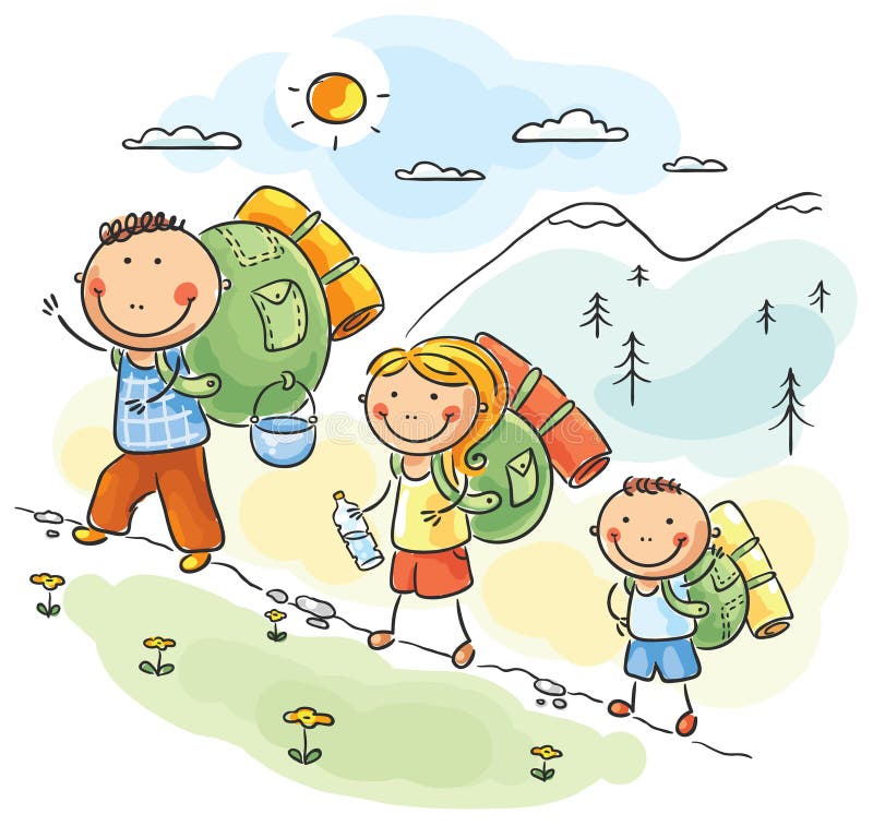 Familie, die in den Bergen wandert lizenzfreie abbildung Familie, die in den Bergen wandert lizenzfreie abbildung