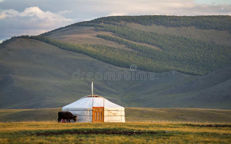 Mongolian family ger in a landscape of northern Mongolia. Mongolian family ger in a landscape of northern Mongolia