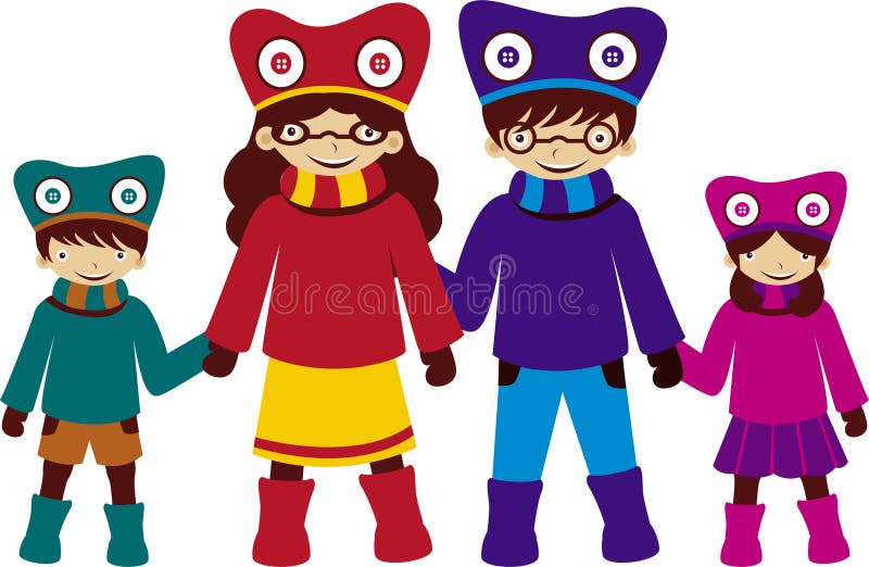 Cute illustration of a family in quirky costumes. Cute illustration of a family in quirky costumes.