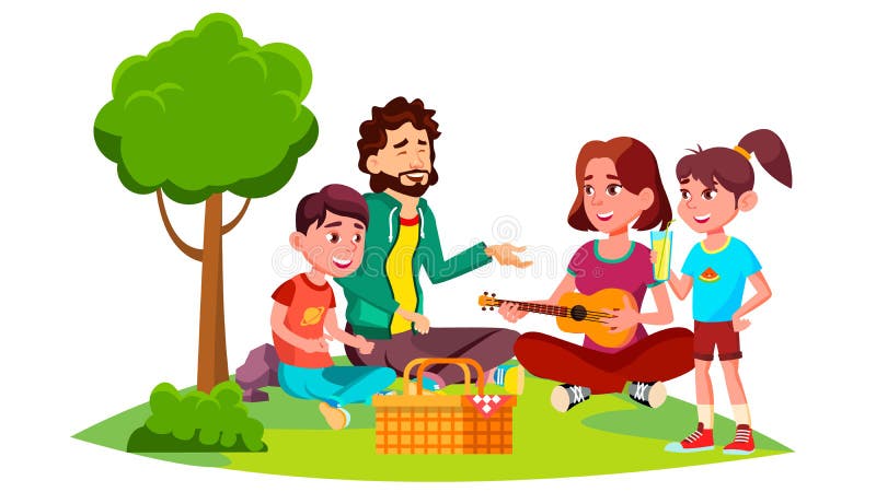 Familie mit Kindern auf einem Picknick im Natur-Vektor Getrennte Abbildung vektor abbildung Familie mit Kindern auf einem Picknick im Natur-Vektor Getrennte Abbildung vektor abbildung