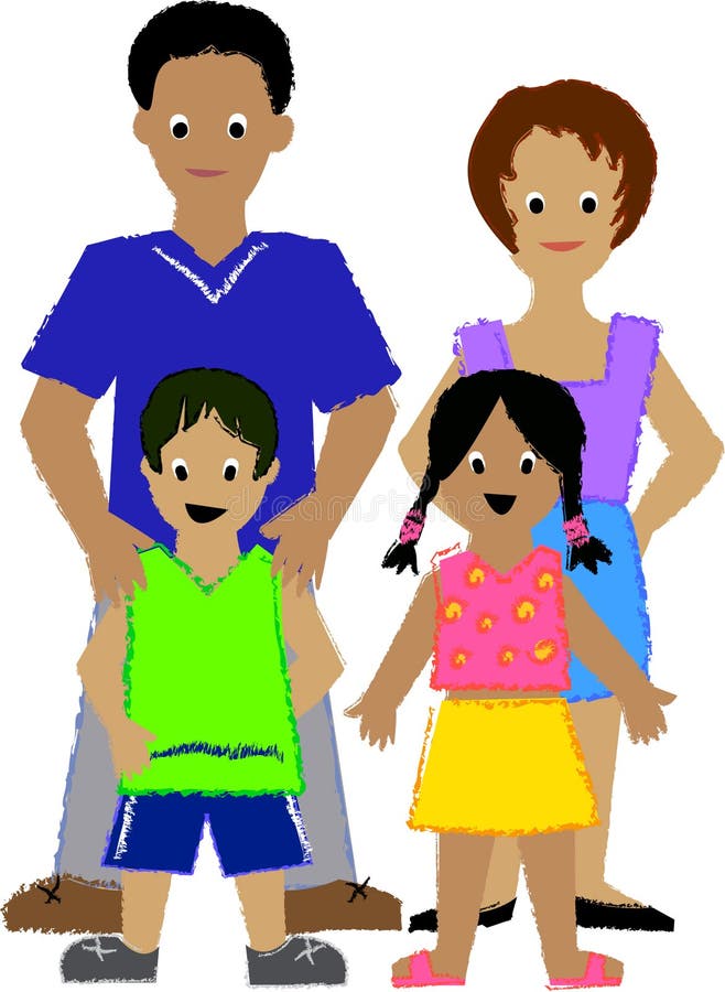 Familie mit zwei Kids/ai stock abbildung Familie mit zwei Kids/ai stock abbildung