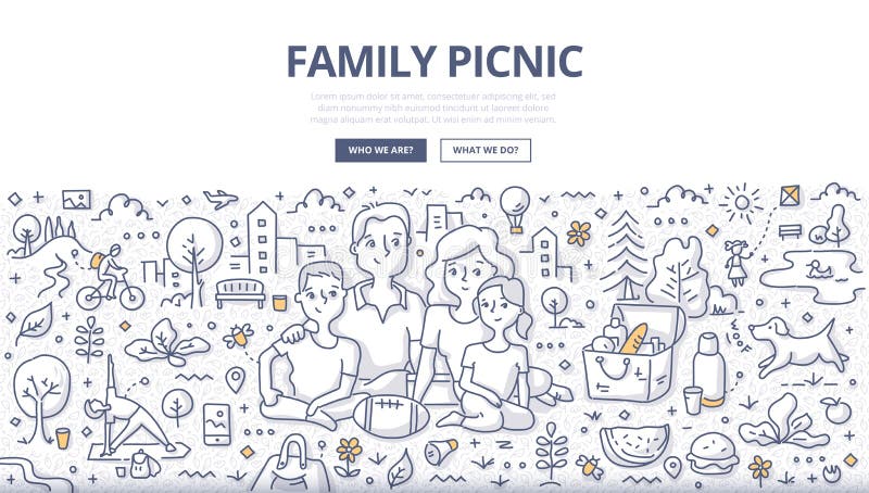 Familien-Picknick-Gekritzel-Konzept