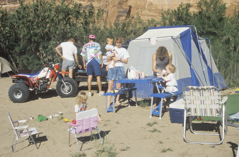 Families camping on the CO River, Moab, UT