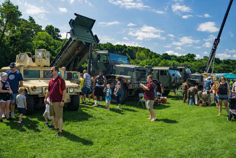 Salem, VA â€“ July 28th: Families enjoying the military hardware on display at the Annual Touch-A-Truck in Greenhill Park, Salem, Virginia, USA on July 28th, 2018. Salem, VA â€“ July 28th: Families enjoying the military hardware on display at the Annual Touch-A-Truck in Greenhill Park, Salem, Virginia, USA on July 28th, 2018.