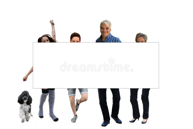 Familj bak ett vitt bräde royaltyfri bild Familj bak ett vitt bräde royaltyfri bild