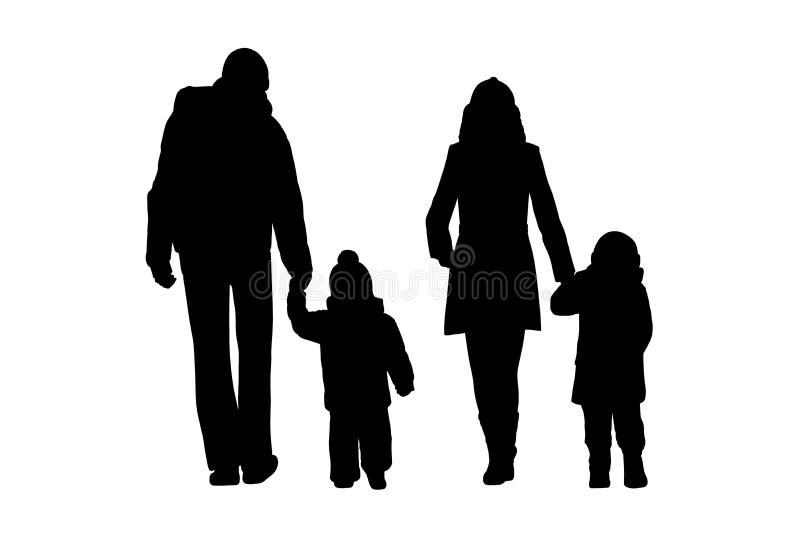 Familj som går utomhus- konturuppsättning 1 stock illustrationer Familj som går utomhus- konturuppsättning 1 stock illustrationer