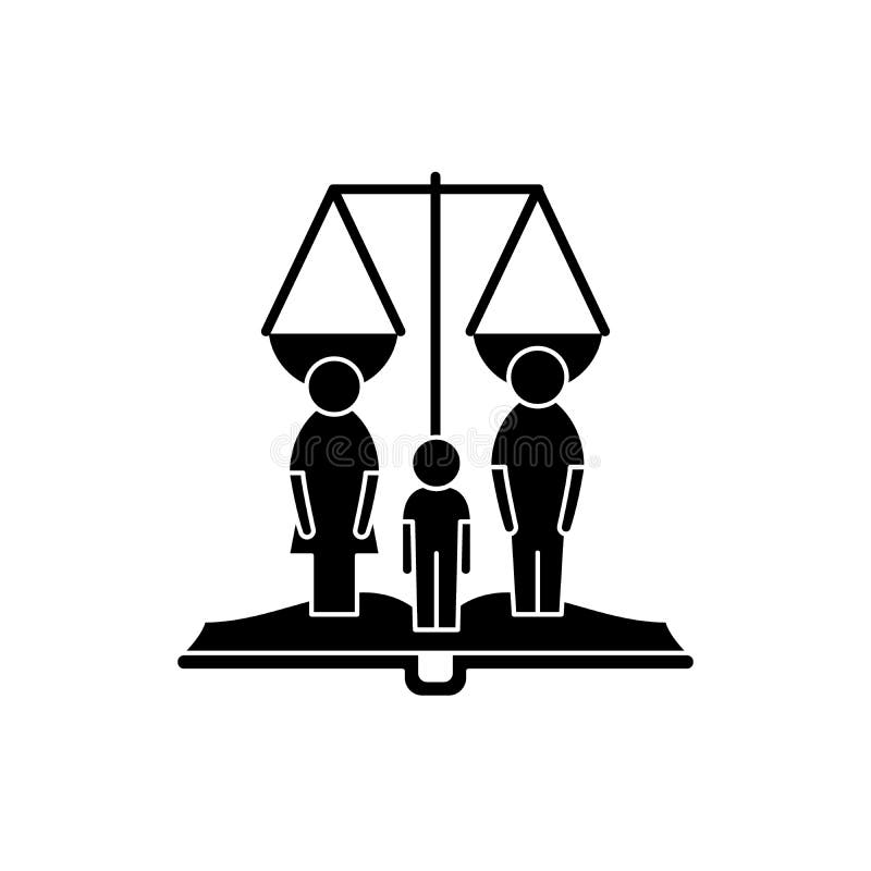Familjrätter svart symbol, vektortecken på isolerad bakgrund Symbol för familjrättbegrepp, illustration vektor illustrationer Familjrätter svart symbol, vektortecken på isolerad bakgrund Symbol för familjrättbegrepp, illustration vektor illustrationer