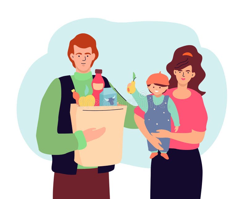 Familjshopping - modern f?rgrik plan designstilillustration vektor illustrationer Familjshopping - modern f?rgrik plan designstilillustration vektor illustrationer
