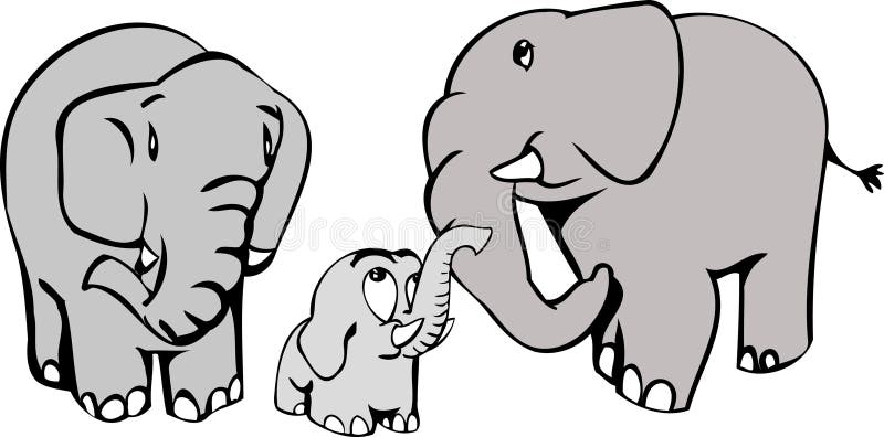 Cartoon style drawn elephant family. Cartoon style drawn elephant family