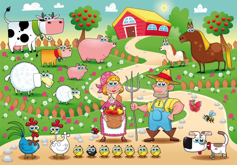 Famille de ferme. illustration libre de droits Famille de ferme. illustration libre de droits