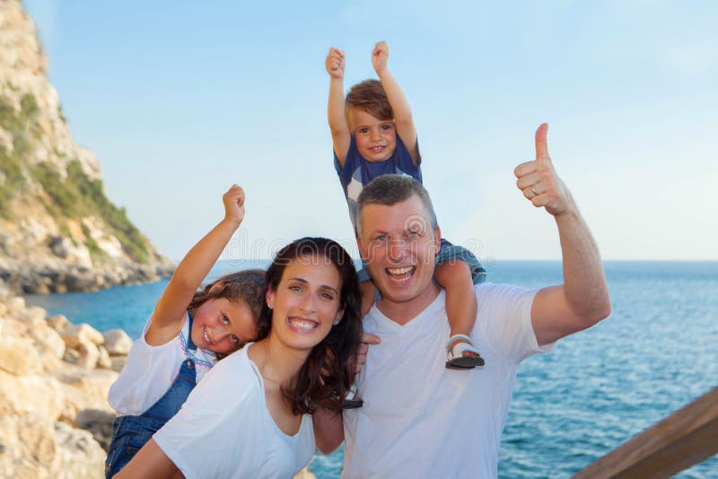 Family on summer vacation, mum dad and children. Family on summer vacation, mum dad and children