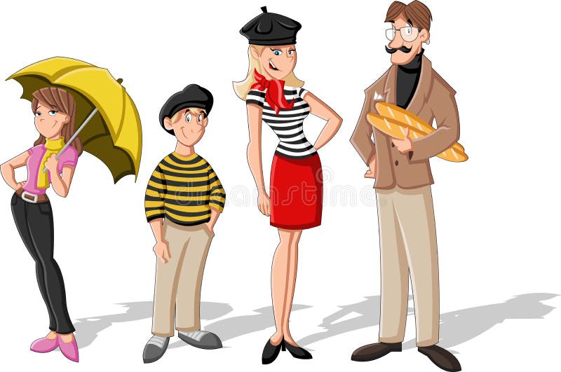Famille française de bande dessinée de mode illustration de vecteur Famille française de bande dessinée de mode illustration de vecteur