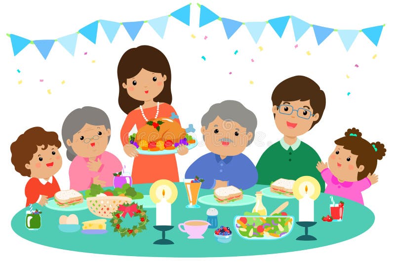 Famille heureuse dînant Noël illustration libre de droits Famille heureuse dînant Noël illustration libre de droits