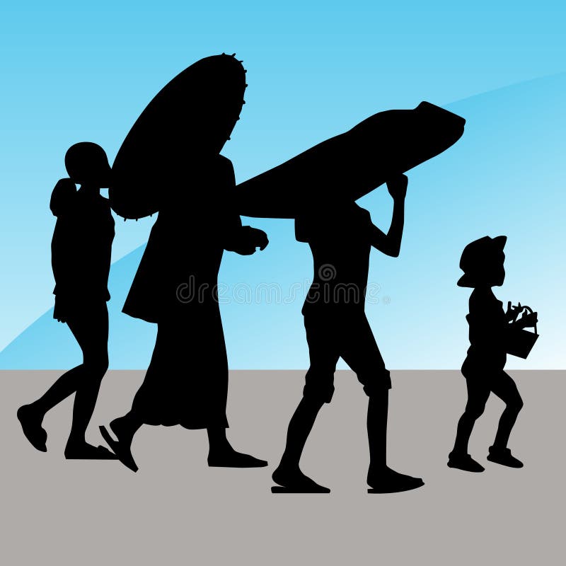 Famille marchant à l'extérieur illustration stock Famille marchant à l'extérieur illustration stock