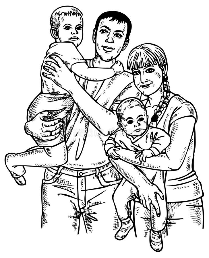 Famille quatre illustration de vecteur Famille quatre illustration de vecteur